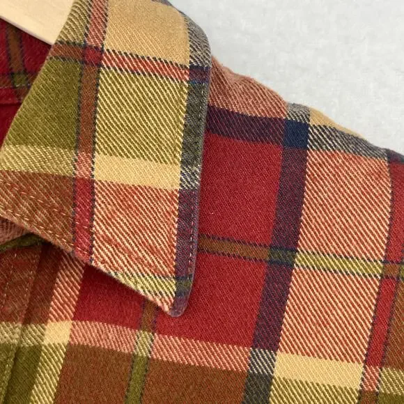 TIMBERLAND Shirt Mens XS Heavy Brushed Flannel Plaid Lumberjack Button Up Red - Picture 11 of 16